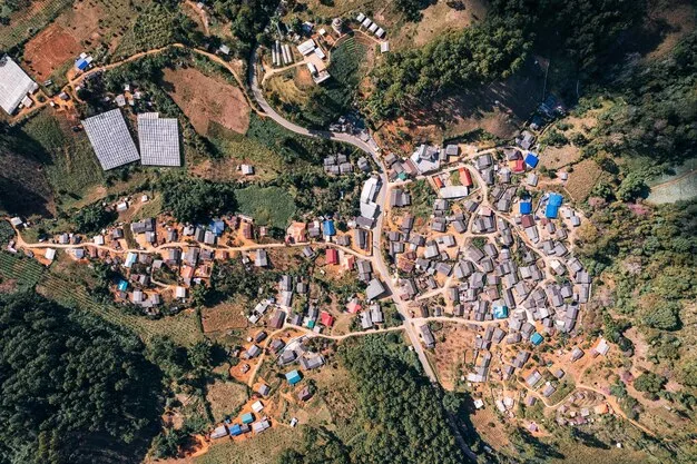 Aerial view of rural area